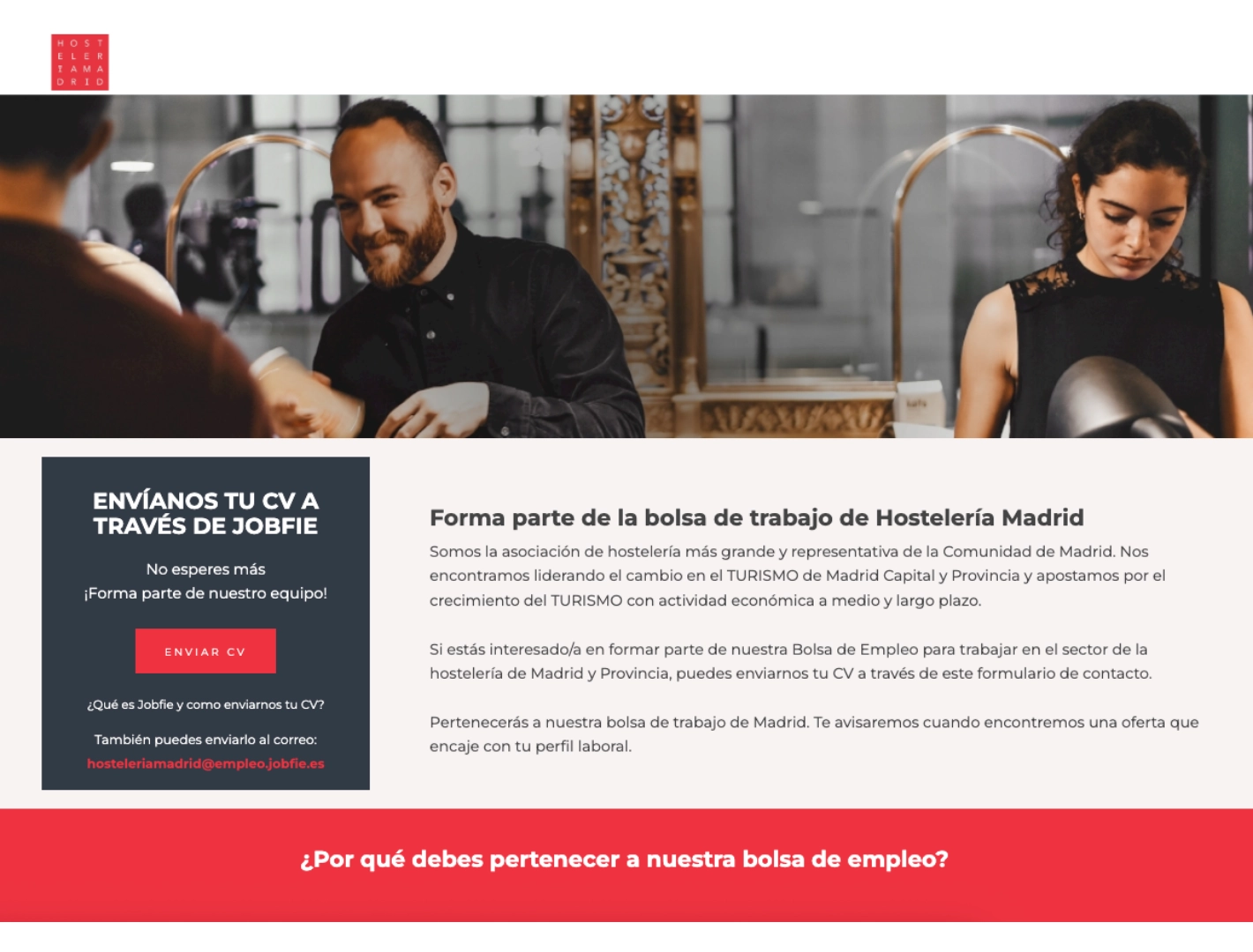 Portal de empleo de la Asociación de Hostelería de Madrid